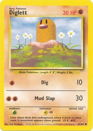 Diglett Pokemon card from Base Set