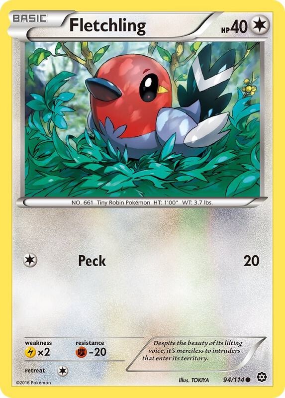 Fletchling Pokemon card from XY - Steam Siege