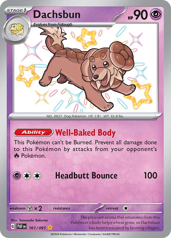 Dachsbun Pokemon card from SV: Paldean Fates