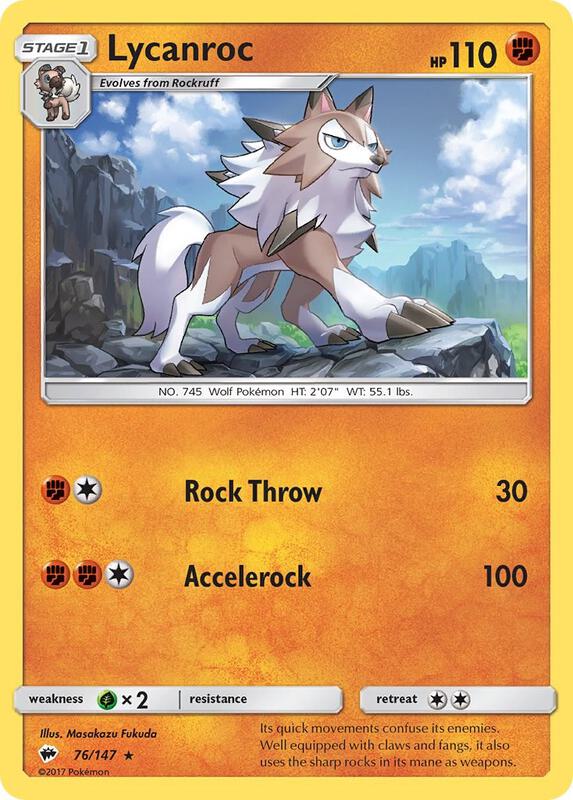 Lycanroc (76) Pokemon card from SM - Burning Shadows