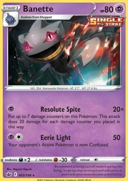 Banette Pokemon card from Chilling Reign