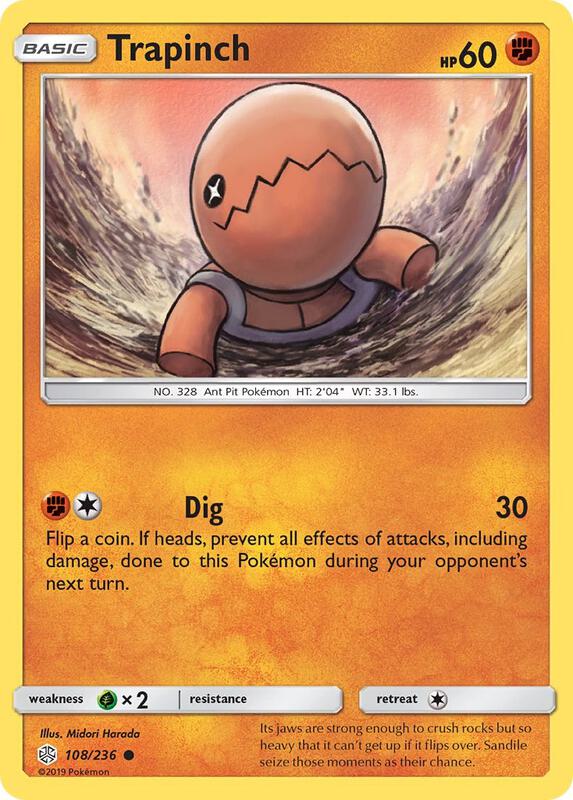 Trapinch Pokemon card from SM - Cosmic Eclipse
