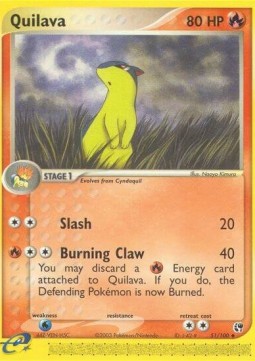 Quilava Pokemon card from EX Sandstorm