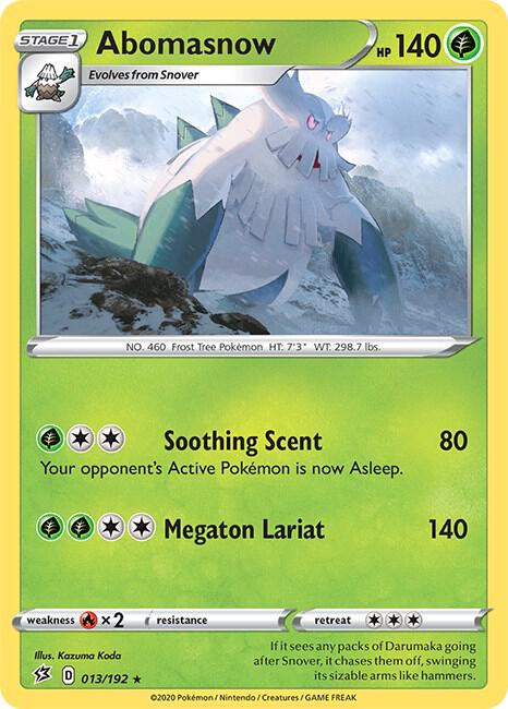 Abomasnow Pokemon card from SWSH02: Rebel Clash