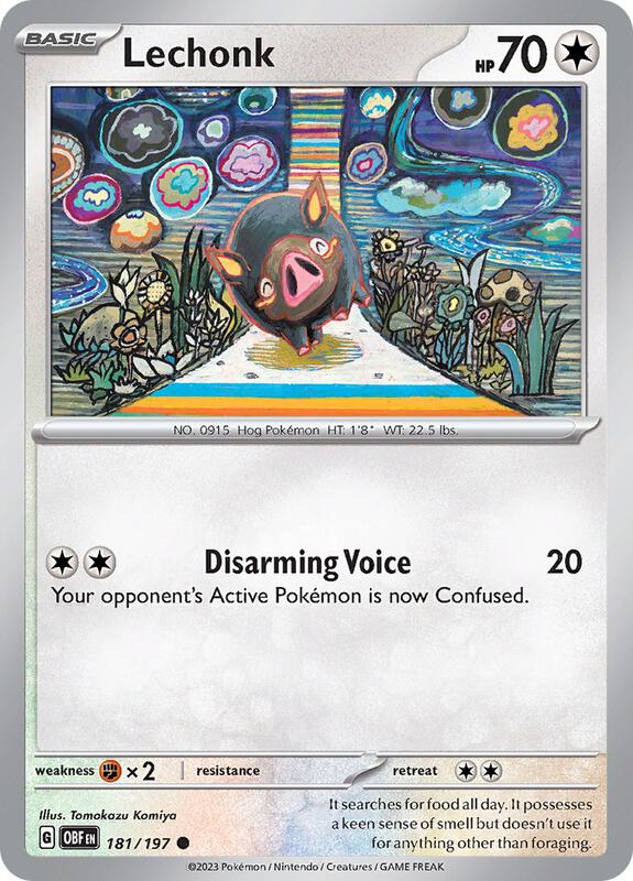 Lechonk Pokemon card from SV03: Obsidian Flames