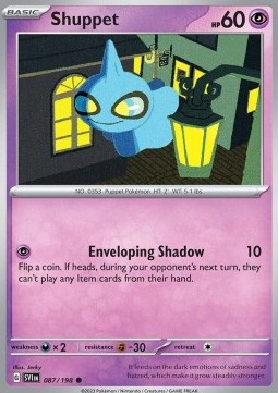 Shuppet Pokemon card from Scarlet Violet