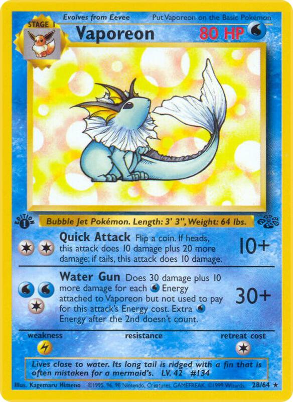 Vaporeon (28) Pokemon card from Jungle