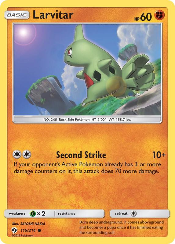 Larvitar (115) Pokemon card from SM - Lost Thunder
