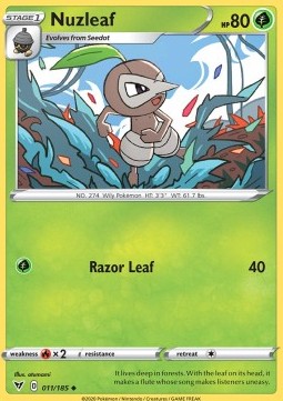 Nuzleaf Pokemon card from Vivid Voltage