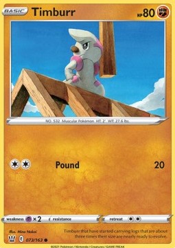 Timburr Pokemon card from Battle Styles