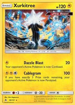 Xurkitree Pokemon card from Forbidden Light