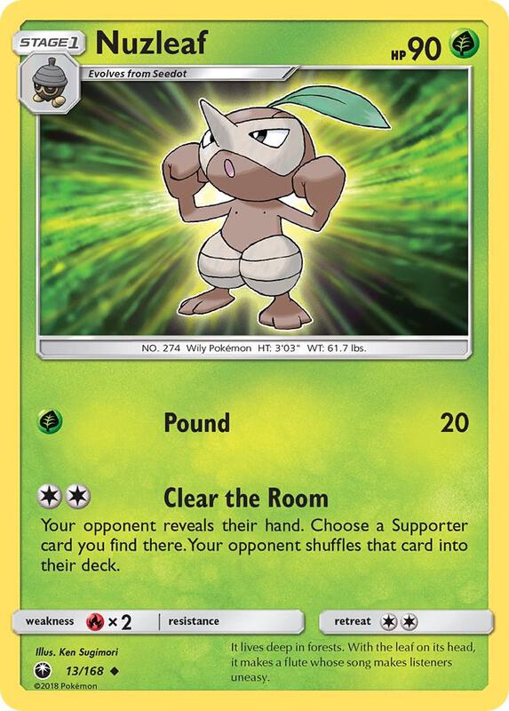 Nuzleaf Pokemon card from SM - Celestial Storm