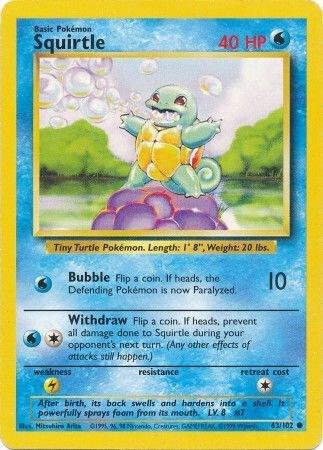 Squirtle Pokemon card from Base Set