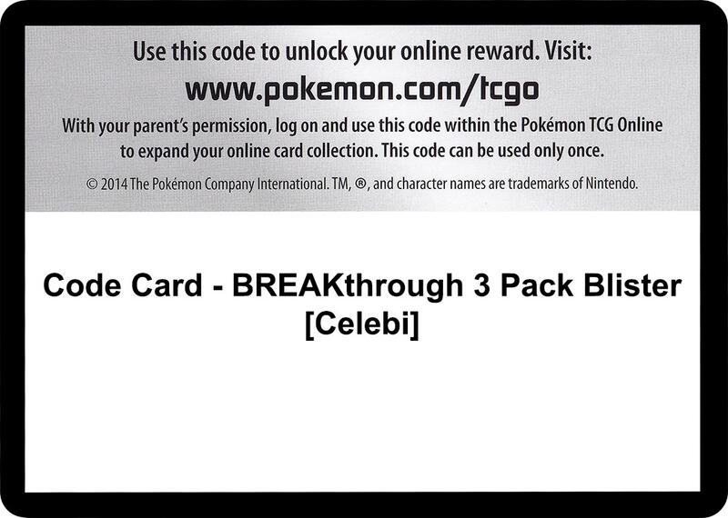 Code Card - BREAKthrough 3 Pack Blister [Celebi] Pokemon card from XY - BREAKthrough