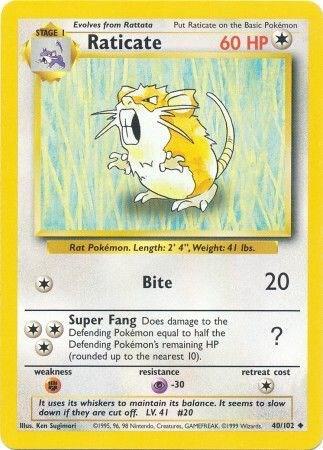 Raticate Pokemon card from Base Set