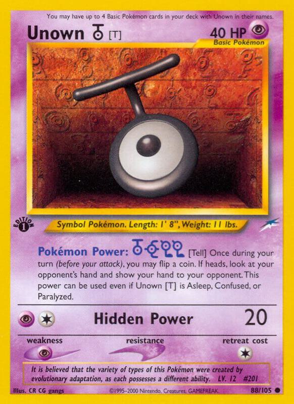 Unown [T] Pokemon card from Neo Destiny