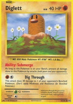 Diglett Pokemon card from Evolutions