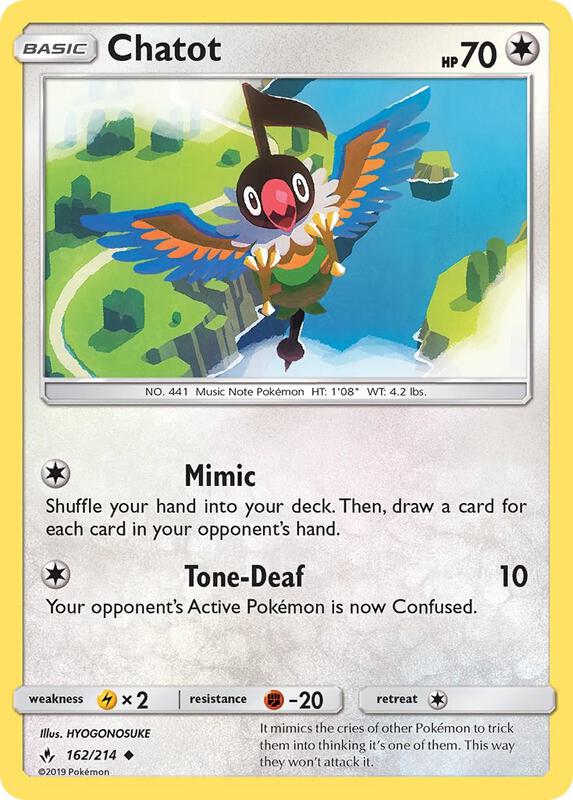 Chatot Pokemon card from SM - Unbroken Bonds
