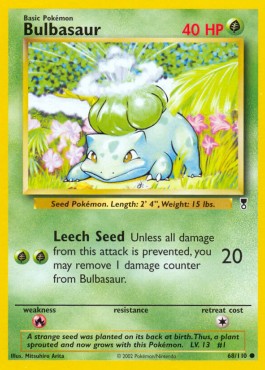 Bulbasaur Pokemon card from Legendary Collection