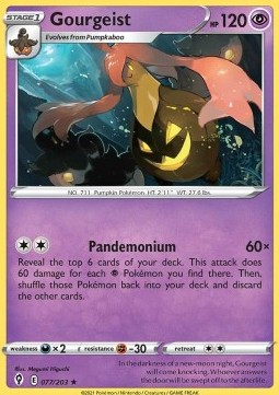 Gourgeist Pokemon card from Evolving Skies