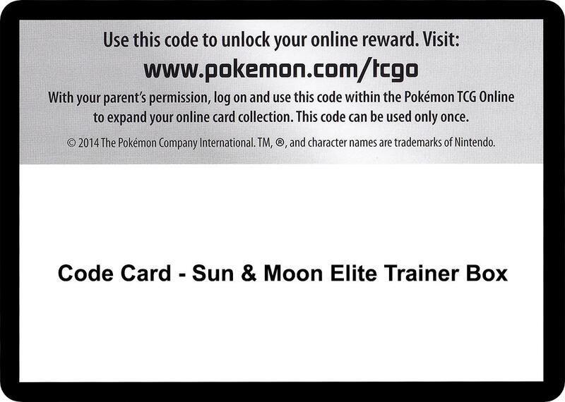 Code Card - Sun & Moon Elite Trainer Box Pokemon card from SM Base Set