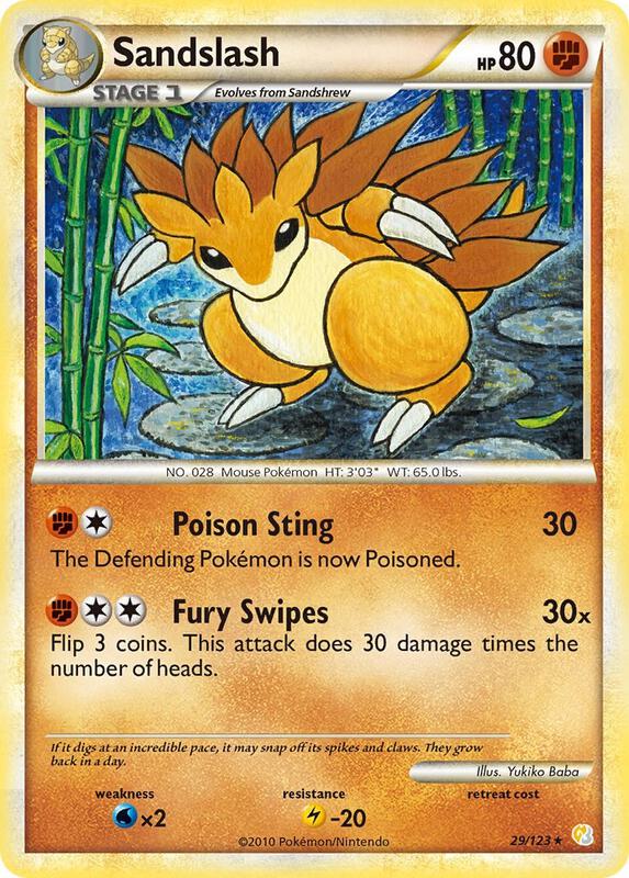 Sandslash Pokemon card from HeartGold SoulSilver