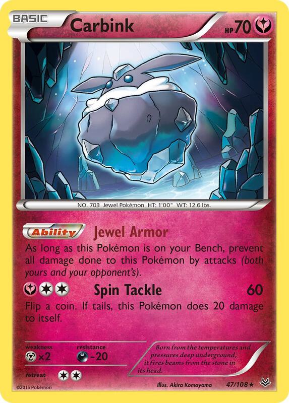 Carbink Pokemon card from XY - Roaring Skies