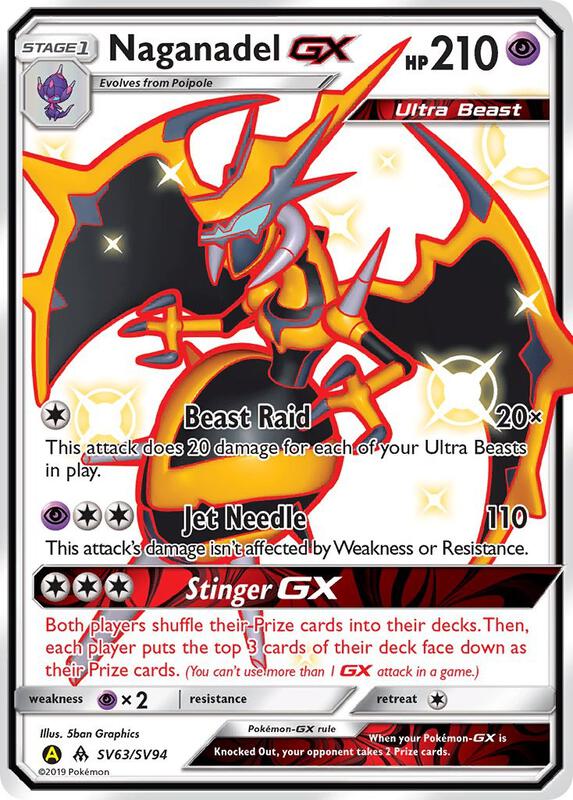Naganadel GX Pokemon card from Hidden Fates: Shiny Vault