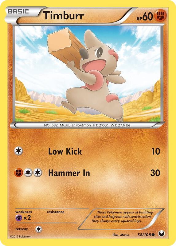 Timburr Pokemon card from Dark Explorers