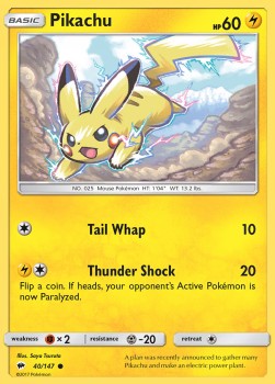 Pikachu Pokemon card from Burning Shadows