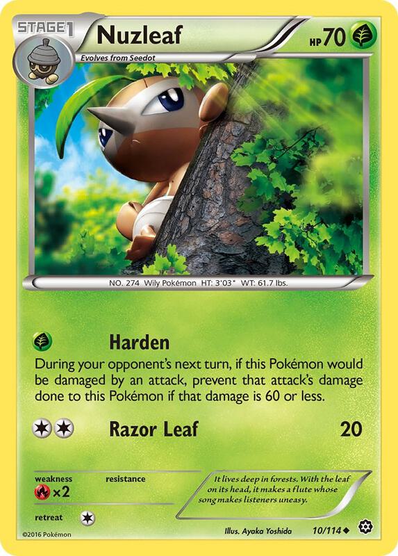 Nuzleaf Pokemon card from XY - Steam Siege