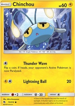 Chinchou Pokemon card from Lost Thunder