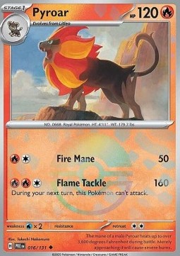 Pyroar Pokemon card from Prismatic Evolutions Additionals