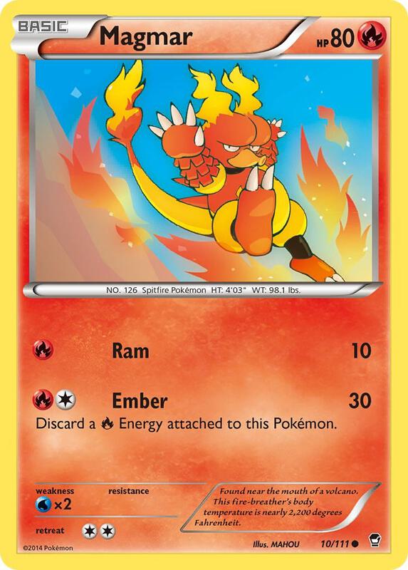 Magmar Pokemon card from XY - Furious Fists
