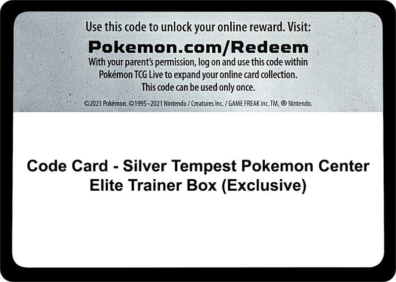 Code Card - Silver Tempest Pokemon Center Elite Trainer Box (Exclusive) Pokemon card from SWSH12: Silver