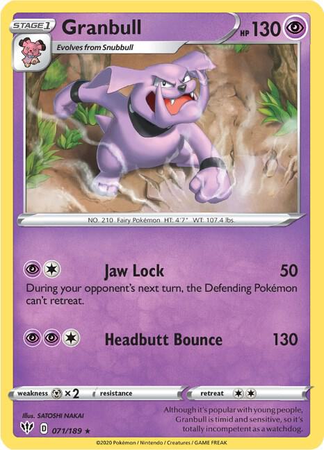 Granbull Pokemon card from SWSH03: Darkness