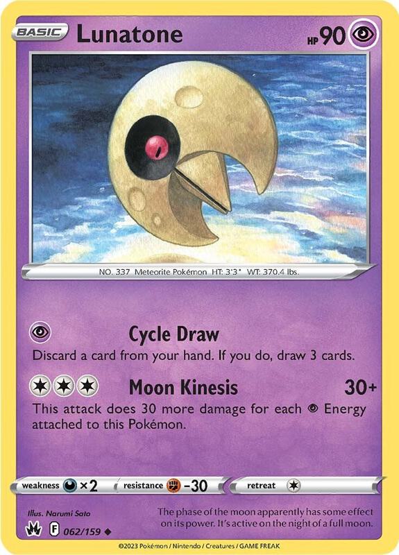 Lunatone Pokemon card from Crown Zenith