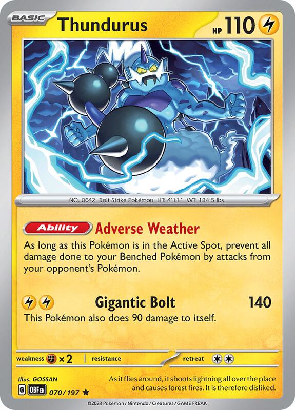 Thundurus Pokemon card from SV03: Obsidian Flames