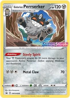 Galarian Perrserker - SWSH008 (Prerelease) Pokemon card from SWSH: Sword & Shield Promo Cards