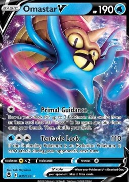 Omastar V Pokemon card from Silver Tempest