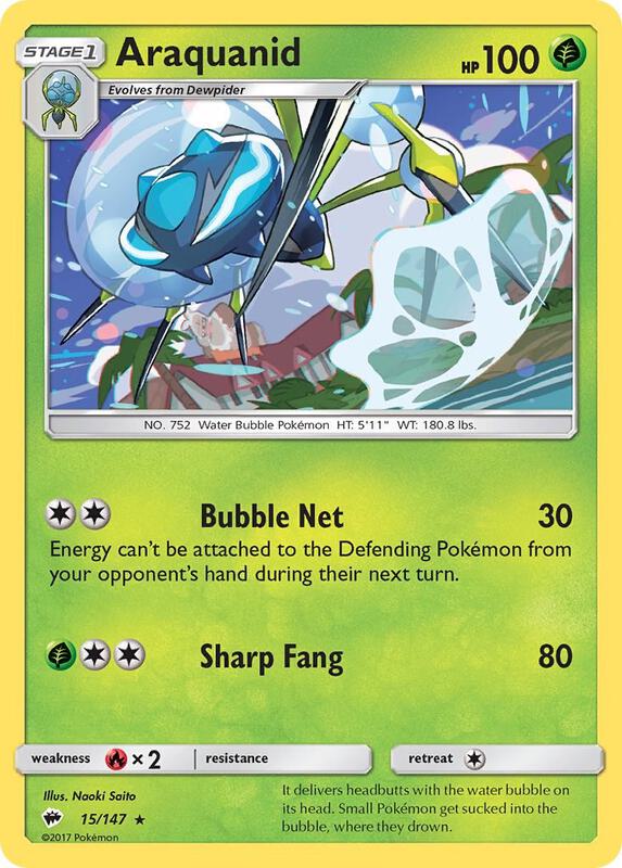 Araquanid Pokemon card from SM - Burning Shadows