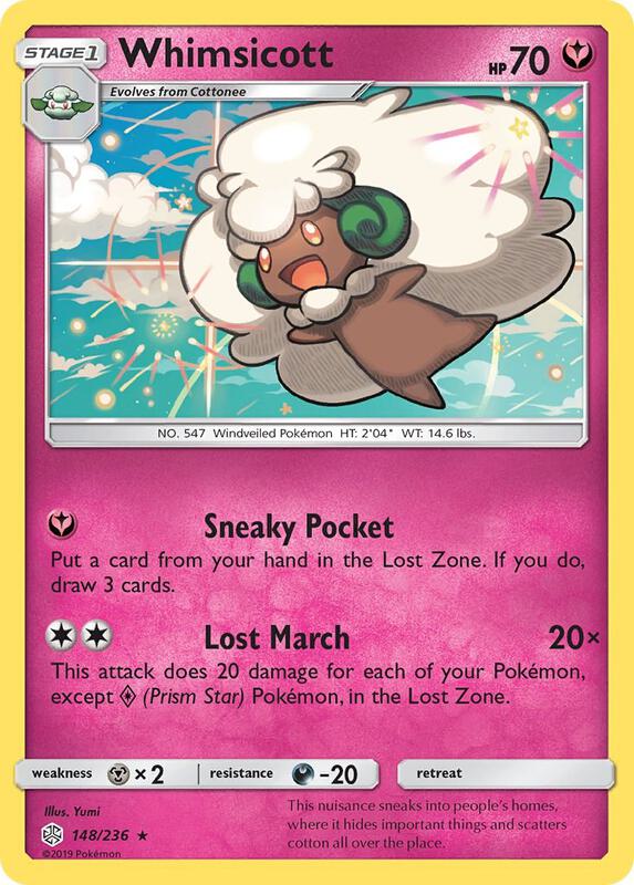 Whimsicott Pokemon card from SM - Cosmic Eclipse