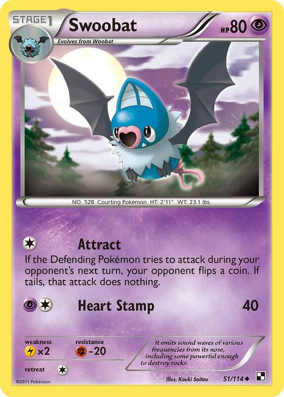 Swoobat Pokemon card from Black and White