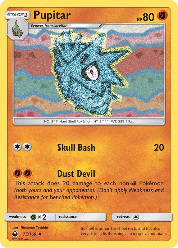 Pupitar Pokemon card from SM - Celestial Storm