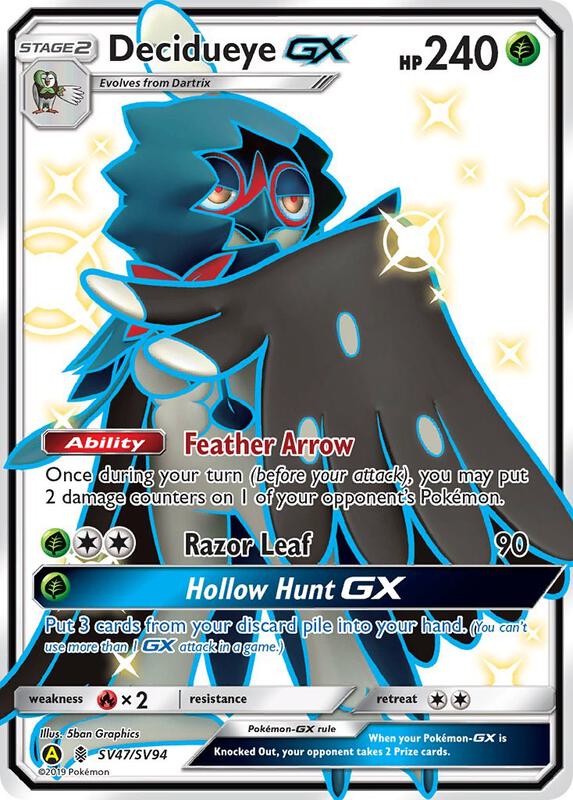 Decidueye GX Pokemon card from Hidden Fates: Shiny Vault