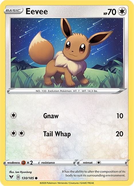 Eevee Pokemon card from SWSH04: Vivid Voltage