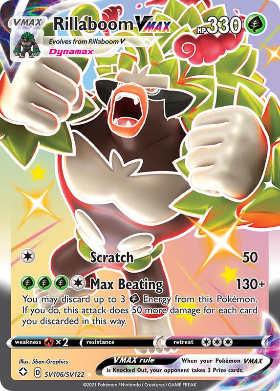 Rillaboom VMAX Pokemon card from Shining Fates: Shiny Vault