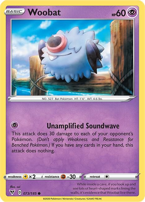 Woobat Pokemon card from SWSH04: Vivid