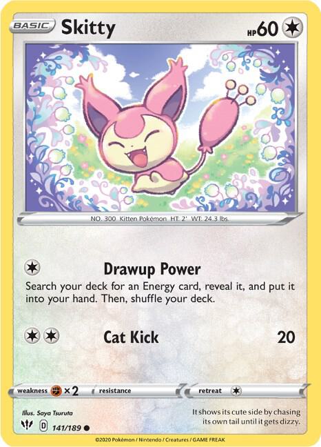 Skitty Pokemon card from SWSH03: Darkness Ablaze