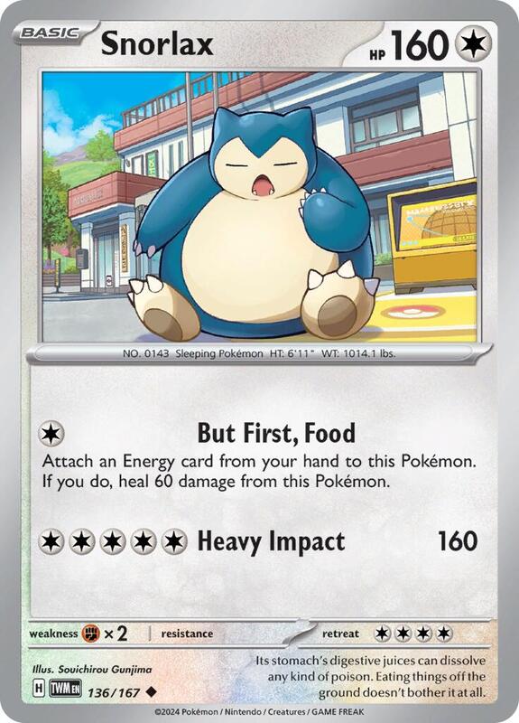 Snorlax Pokemon card from SV06: Twilight Masquerade